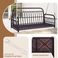 Topbuy Metal Hanging Porch Swing with Cushions