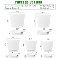 Fabulas Self Watering Planters, 5/5.5/6/6.5/7 Inch Self Watering Plant Pots for Indoor and Outdoor Plants, 5 Pack