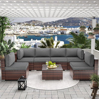 UDPATIO Outdoor Replacement Cushions for Patio Furniture, Waterproof Patio Cushions for 6-Seat Sectional Patio Conversation Sets, 14-Piece Outdoor Cushion Slipcovers Patio Sofa Cushions (Dark Blue)