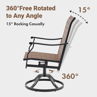 STARY Outdoor Dining Chairs Set of 2, 360°Swivel Patio Dining Chair with Textilene Fabric, Outdoor Metal Armchair All Weather Resistant, Ergonomic Comfort, Perfect for Patio, Backyard, Balcony