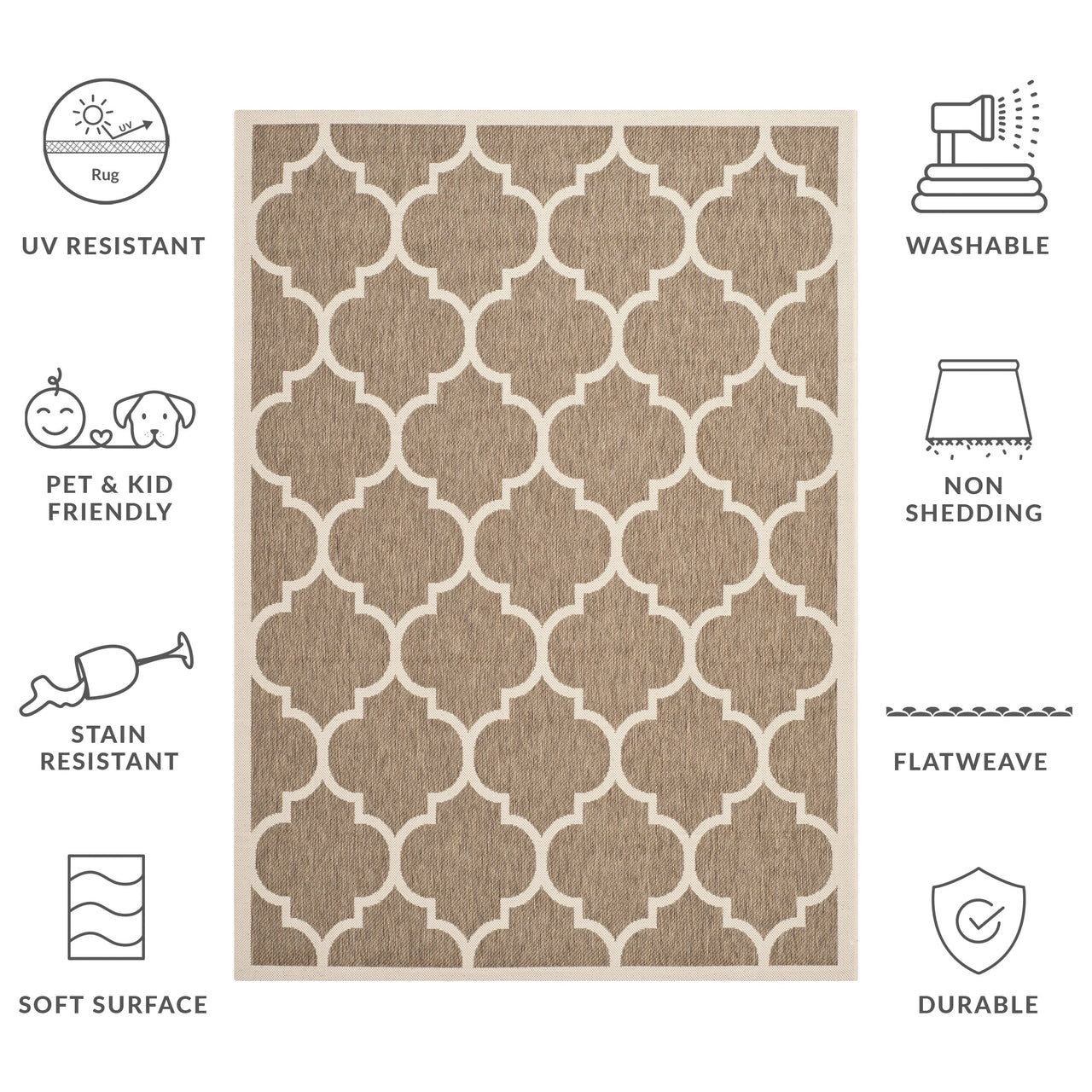 Safavieh Courtyard Alyssa Geometric Indoor/Outdoor Area Rug, Brown/Bone, 5'3" x 7'7"