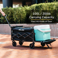 GOLABS Collapsible Folding Wagon Cart, 100L Storage & 350LB Capacity Garden Wagons for Camping & Beach