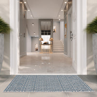 SAFAVIEH Courtyard Evander Geometric Indoor/Outdoor Area Rug, Gray/Blue, 5'3