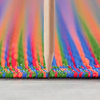 5x7 Waterproof, Reversible Plastic Straw Outdoor Rugs for Patios | Also for Camping, RV, Deck, Porch, Balcony, Camp, Patio | Red, Stripe | Size: 5' x 6'11''