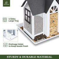 Kingsyard Weatherproof Metal Bird Feeder House, Triple Feeders for Outside Finch Cardinal, White