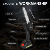 Upgraded Portable Mini Electric Chainsaw with 2 Battery, 20V Cordless Chain Saw, Lightweight 2.3 IBS One-Handed Operation for Orchard Ranch Pruning & Wood Cutting
