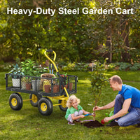 Firstness Heavy Duty Garden Cart, 900 lbs Capacity Garden Wagon with Removable Sides, Black