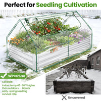 Funcid Galvanized Raised Garden Bed with Cover, Outdoor Metal Planter Box 2 Roll-Up Windows Mini Greenhouse for Growing Flowers Fruits Vegetables and Herbs, 6x3x3ft(Clear)