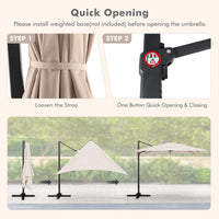 Costway 9.5ft Beige Square Cantilever Offset Patio Umbrella, 360° Rotation