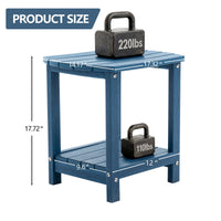 ENYLAY Adirondack Small Outdoor Side Table , Weatherproof HDPE Patio End Table with 2-Tier Storage for Firepit, Balcony, Garden, Poolside or Bathroom (Blue, Set of 1)