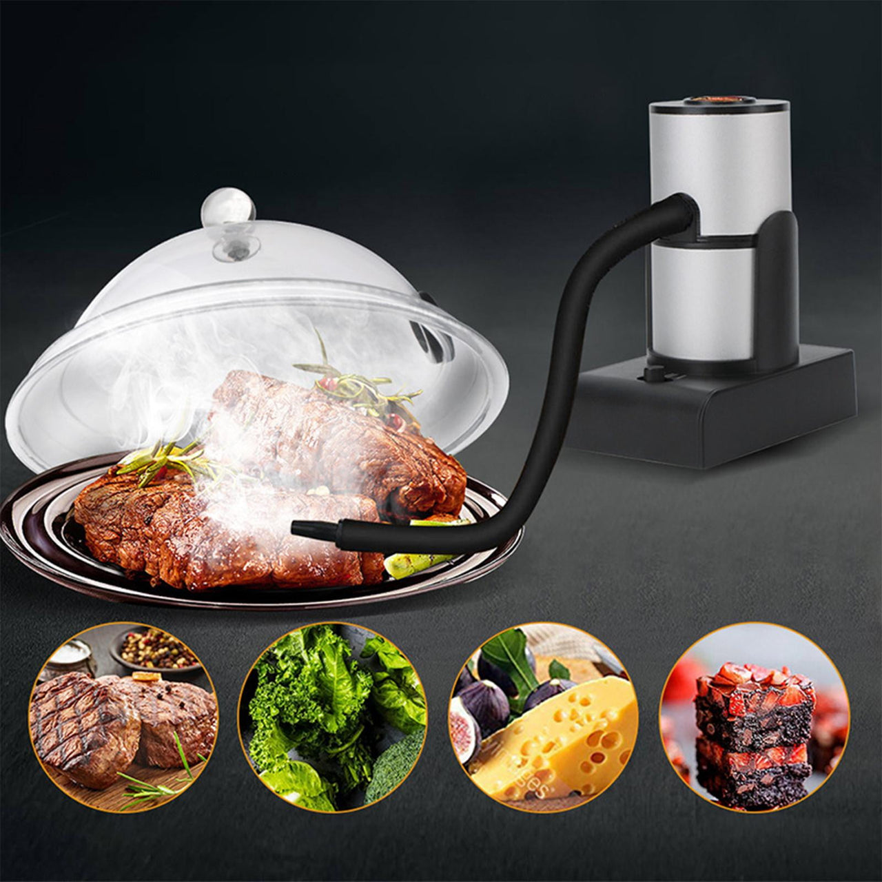 Portable Smoke Infuser Cooking chen indoor and outdoor with Wood Chips & Cleaning Brush Cold Food for Steak indoor and outdoor