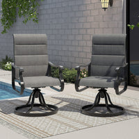Techmilly Patio Swivel Chairs Set of 2, Outdoor Dining Chairs High Back Padded All Weather Breathable Textilene Outdoor Swivel Chairs with Metal Rocking Frame for Lawn Garden Backyard Deck, Dark Grey