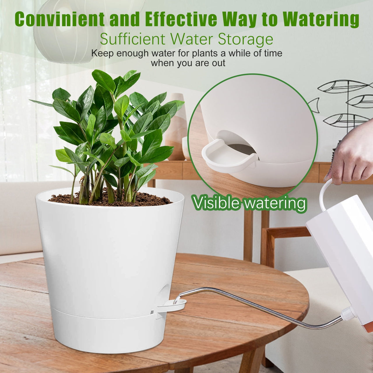 Fabulas Self Watering Planters, 5/5.5/6/6.5/7 Inch Self Watering Plant Pots for Indoor and Outdoor Plants, 5 Pack