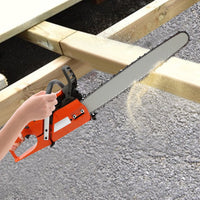 Orange Gas Chainsaw with 24 inch Guide Bar,2-Cycle 65cc Gasoline Power Chain Saws 3.4KW 40.94*10.62*12.99in for Forest Harvesting, Cutting Wood