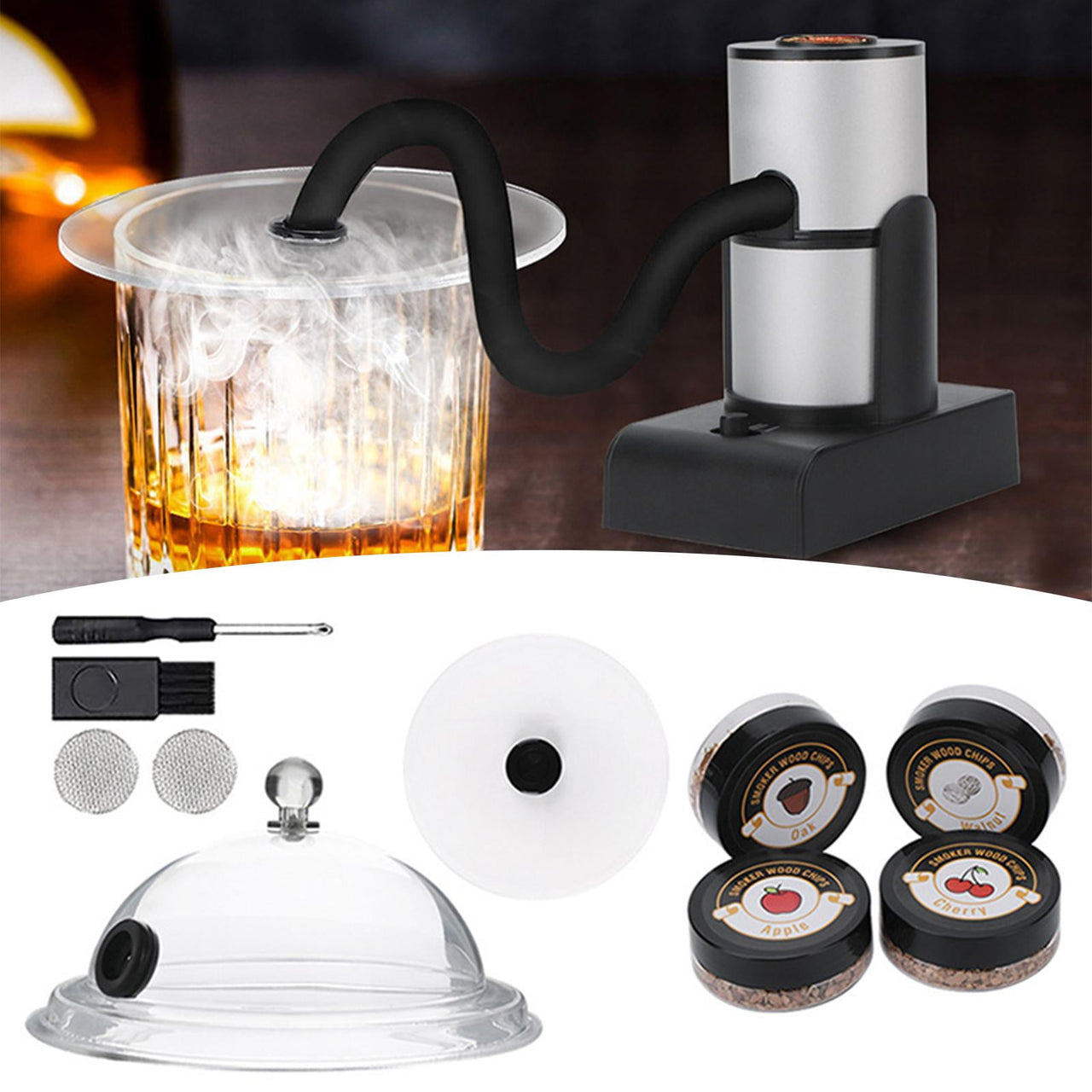 Portable Smoke Infuser Cooking chen indoor and outdoor with Wood Chips & Cleaning Brush Cold Food for Steak indoor and outdoor