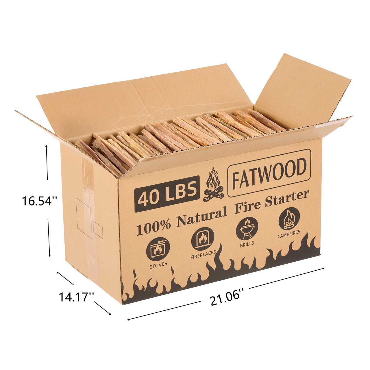 LuckyNote 40 Lbs Fatwood Fire Starter Sticks, 100% Natural Pine Kindling for Campfires, Fireplaces, Wood Stoves and Grills