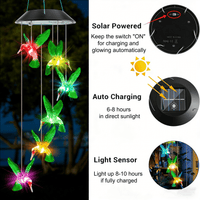 BSHAPPLUS® Wind Chimes, Solar Hummingbird Wind Chimes Waterproof Outdoor Lights Color Changing LED for Party Night Garden Birthday Gifts