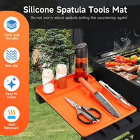 Griddle Silicone Grill Spatula Mat Tools Accessories for Blackstone, Large Heat Resistant Side Shelf Mat Grill Pad with Drip Pad for Outdoor BBQ Kitchen Counter, Easy to Clean BBQ Gifts for Men
