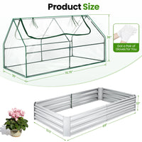 Funcid Galvanized Raised Garden Bed with Cover, Outdoor Metal Planter Box 2 Roll-Up Windows Mini Greenhouse for Growing Flowers Fruits Vegetables and Herbs, 6x3x3ft(Clear)