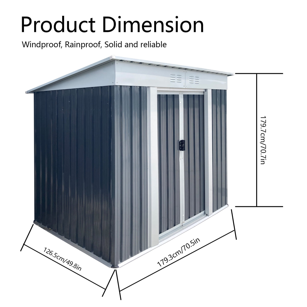 6ftx4ft Outdoor Storage Shed with Sliding Door, Anti-Corrosion Metal Garden Shed With Sloped Roof, Weatherproof Tool Shed For Backyard Patio Lawn