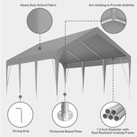 Carport Heavy Duty Car Canopy UV Resistant Waterproof Portable Garage for Car, Boat, Party, Storage Shed