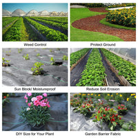 BSHAPPLUS® 3.3x50ft Weed Barrier Fabric,3.2OZ Landscape Fabric,Heavy Duty Geotextile Fabric with 12 U-Shaped Securing Pegs,Woven Ground Cover for Commercial Greenhouse,Yard,Garden Barrier Cloth