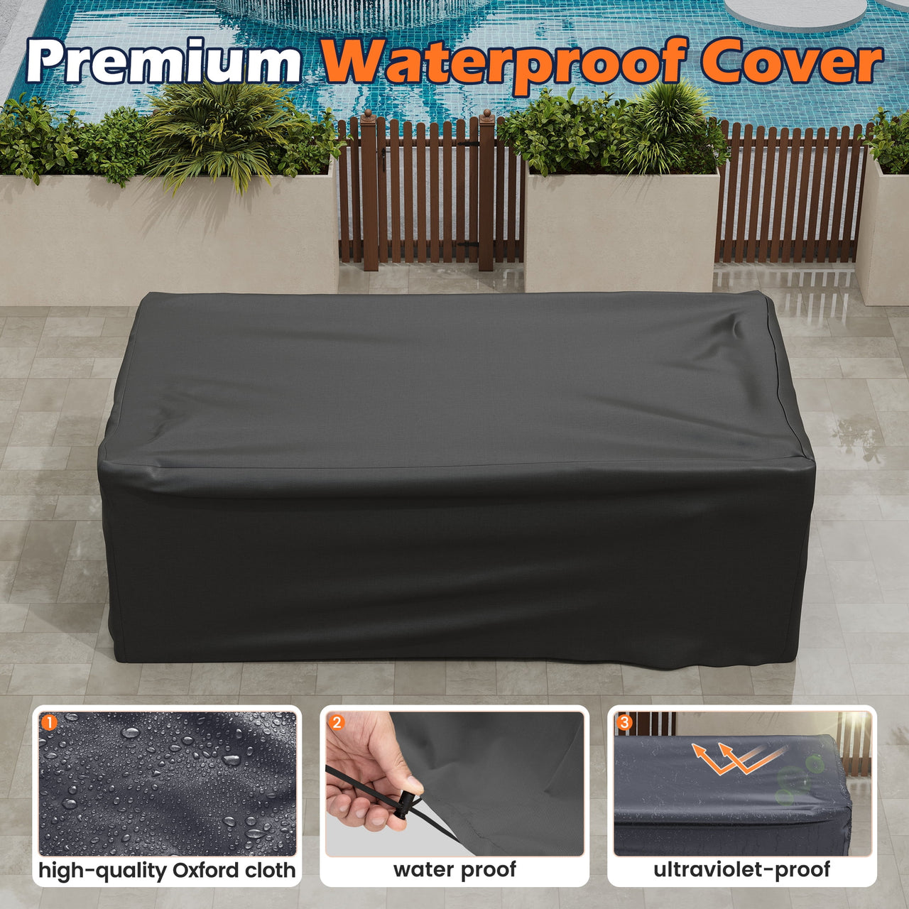 UDPATIO 6-Piece Patio Furniture Set, Outdoor Patio Sofa Set With Wide Armrest, All-Weather Wicker Rattan Guest Set With Cushion And Glass Table And Waterproof Cover, Brown & Navy Blue