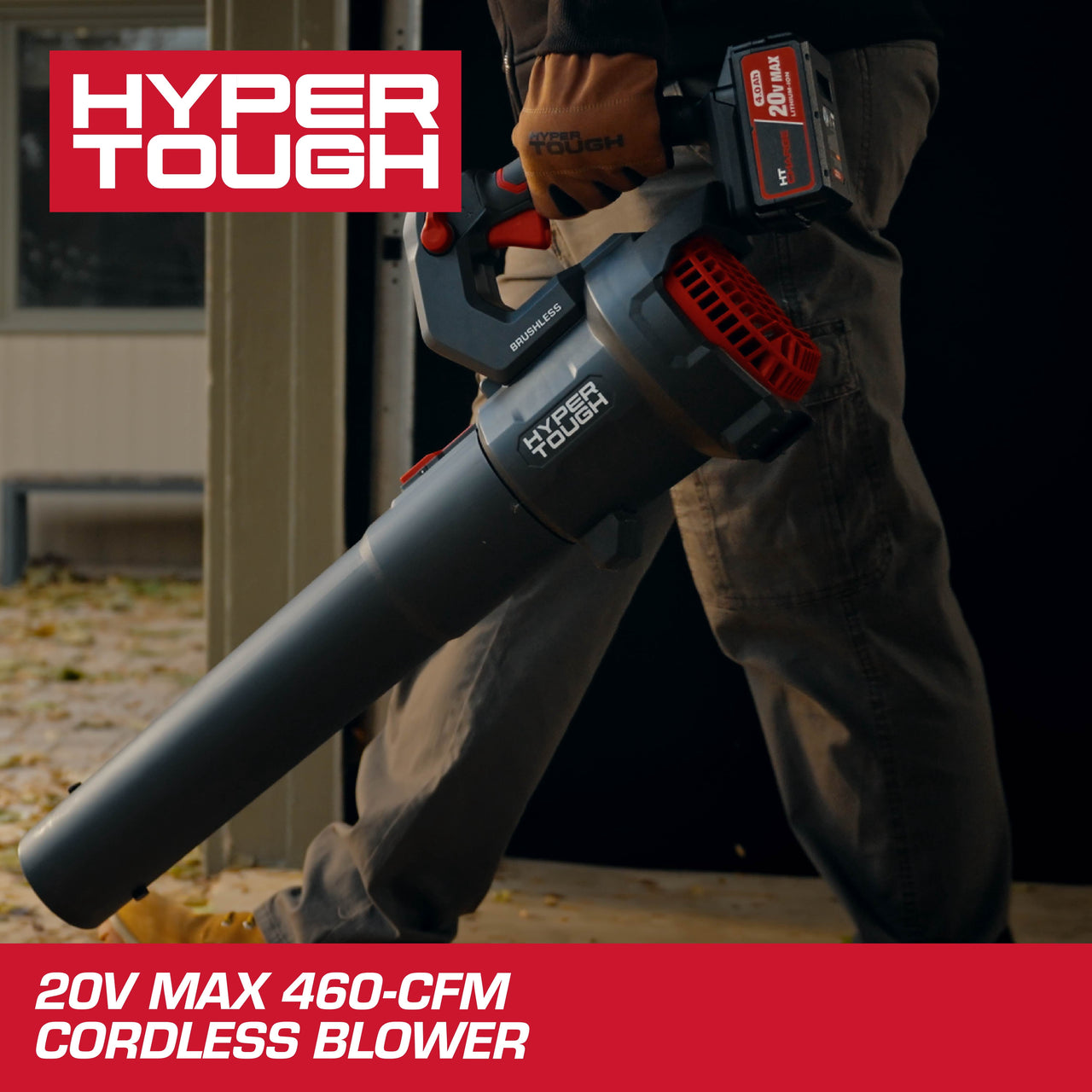 Open Box Hyper Tough 460 CFM 110 MPH 20V Brushless Cordless Leaf Blower with 20V Max 4.0Ah Battery and Charging Cable