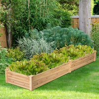 Costway Wooden Vegetable Raised Garden Bed Backyard Patio Grow Flowers Planter with 2 Planting Compartments