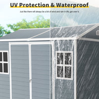 6x8 FT Outdoor Storage Shed with Double Windows And Floor, Lockable Tool Storage Sheds With Sloped Roof, Utility Tool Shed Storage House For Backyard Patio Lawn Garden