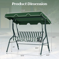 Costway 3 Seats Patio Backyard Canopy Steel Frame Swing Glider Hammock Cushioned