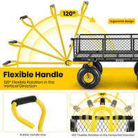 GVDV Heavy Duty Steel Garden Cart with Liner, 660lbs Capacity, 3 Cu ft, 10