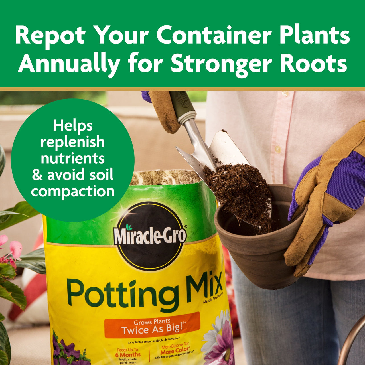 Miracle-Gro Potting Mix, For Container Plants, Flowers, Shrubs, 16 qt.