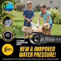 BIONIC STEEL 25 Ft Metal Garden Hose with Sprayer Nozzle, Non Kinking Designed Stainless Steel Heavy Duty Water Hose 100 Ft x 5/8 in. Flexible NON Expandable for Uninterrupted Water Flow, 500 PSI