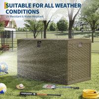 Ataucjin 120 Gallon Outdoor Storage Box, Outside Storage Box Container Lockable Resin Deck Box, Waterproof Patio Deck Storage Box For Package Delivery, Furniture Cushions