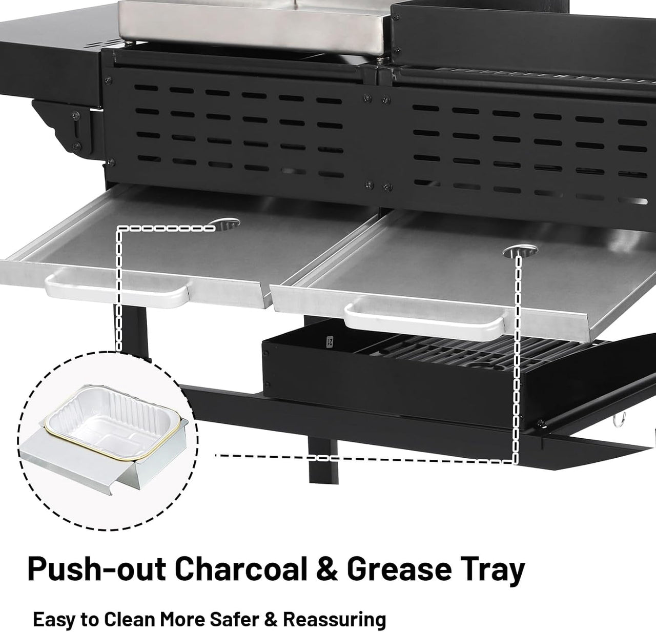 Urday 38,200 BTU 4-Burner Gas Grill and Griddle Station, Portable Propane BBQ Combo with 2 Folding Shelves & Hanging Basket, Versatile Outdoor Cooking Kitchen for Backyard