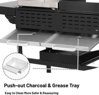 Urday 38,200 BTU 4-Burner Gas Grill and Griddle Station, Portable Propane BBQ Combo with 2 Folding Shelves & Hanging Basket, Versatile Outdoor Cooking Kitchen for Backyard