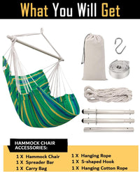 Sunyear Hammock Chair Swing Max 500 lbs with Sturdy Metal Bar & Anti-Slip Safety Rings Swing Chair Outdoor/Indoor Use - Hanging Chair for Bedroom, Patio,  Porch, Deck