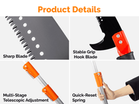 Ktaxon 26FT Manual Pole Saw, Telescoping Tree Trimmer with Carbon Steel Blade, Ladder-Free Pruning, Orange