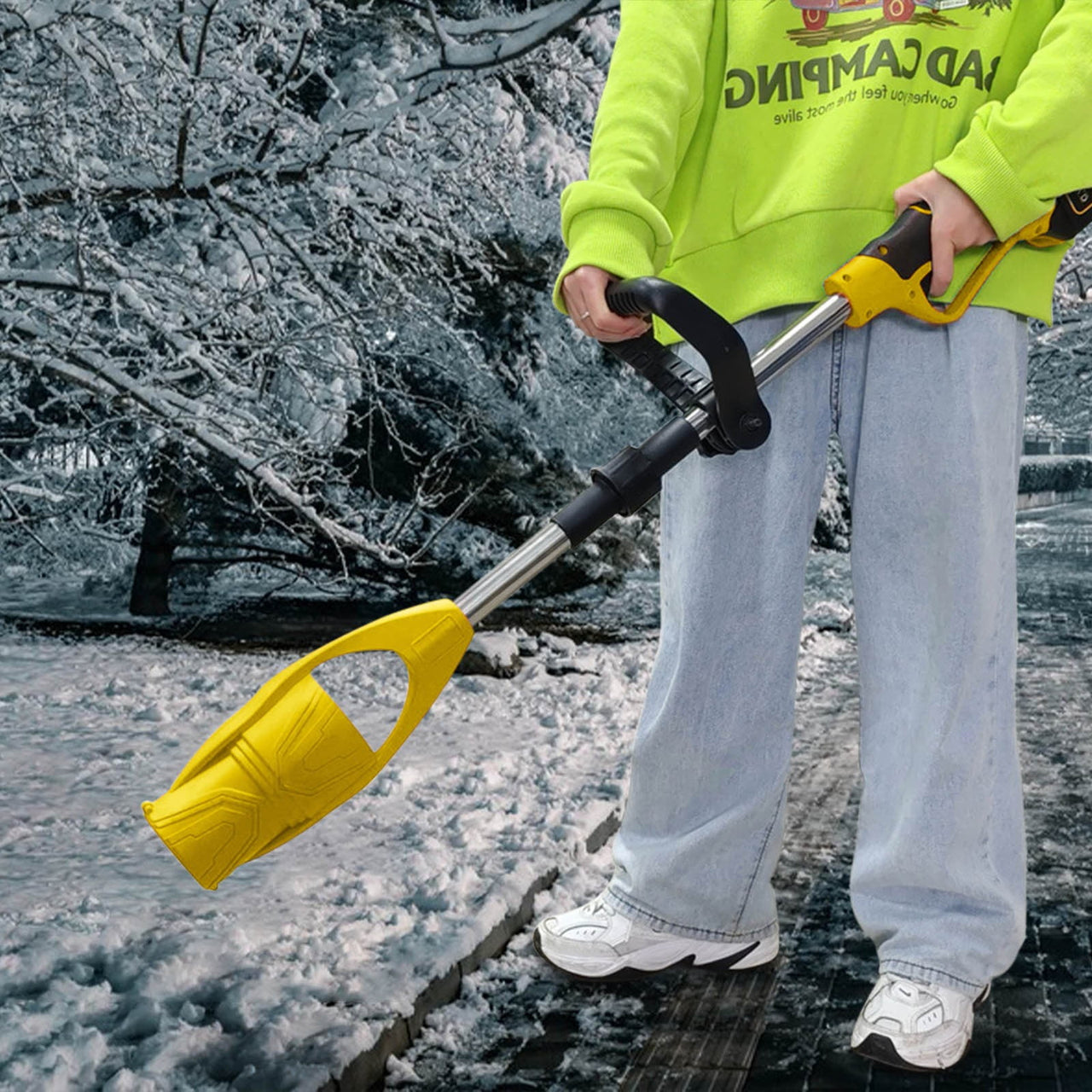 Yellow Cordless Garden Leaf Blower, Foldable Electric Blower With Lithium Battery, High Wind Speed For Snow Removal, Lawn Cleaning, Patio And Driveway, 17.72X6.69X5.12In