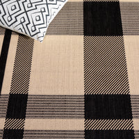 SAFAVIEH Courtyard Benjamin Plaid Indoor/Outdoor Area Rug, Black/Bone, 8' x 11'