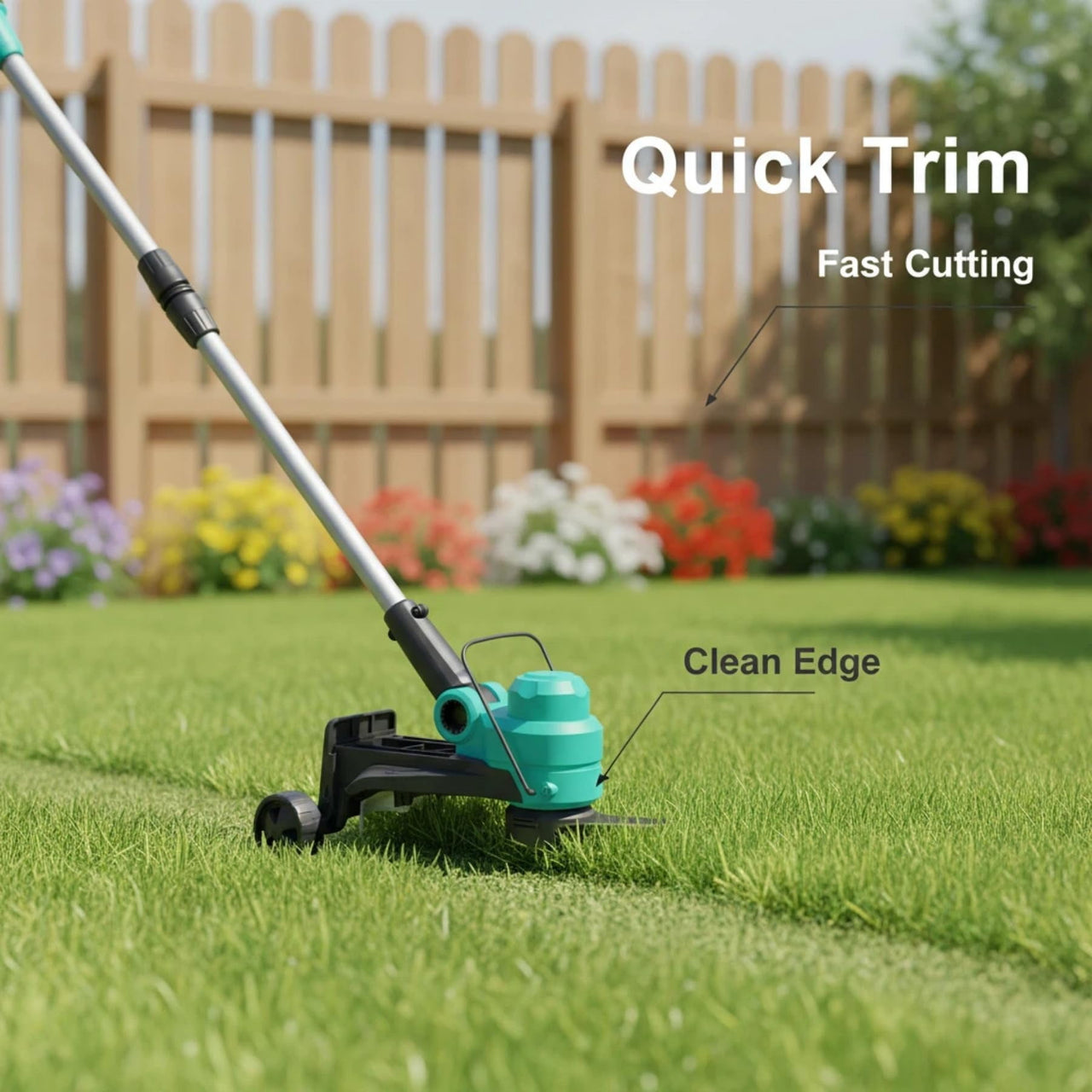 OUTGOODS PP+ Metal 20V Cordless Grass Trimmer, Dual 2.0Ah Lithium Batteries, Fast Charger Included, 12 Inch Cutting Head, 8 Grass Cutting Lines