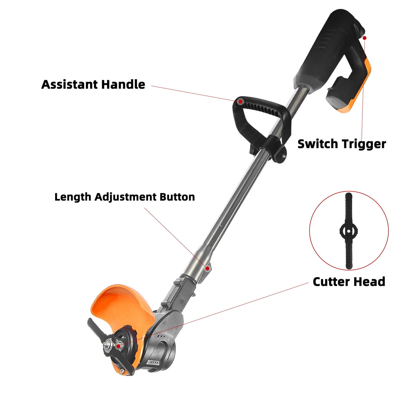 G·PEH Weed Wacker Grass Trimmer, 24V Cordless Weedeater Lightweight Electric Brush Cutter with 2 Batteries and Charger for Home Garden Yard Trimming