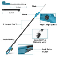 Gisam 21V MAX Brushless Pole Hedge Trimmer Cordless, 20.5