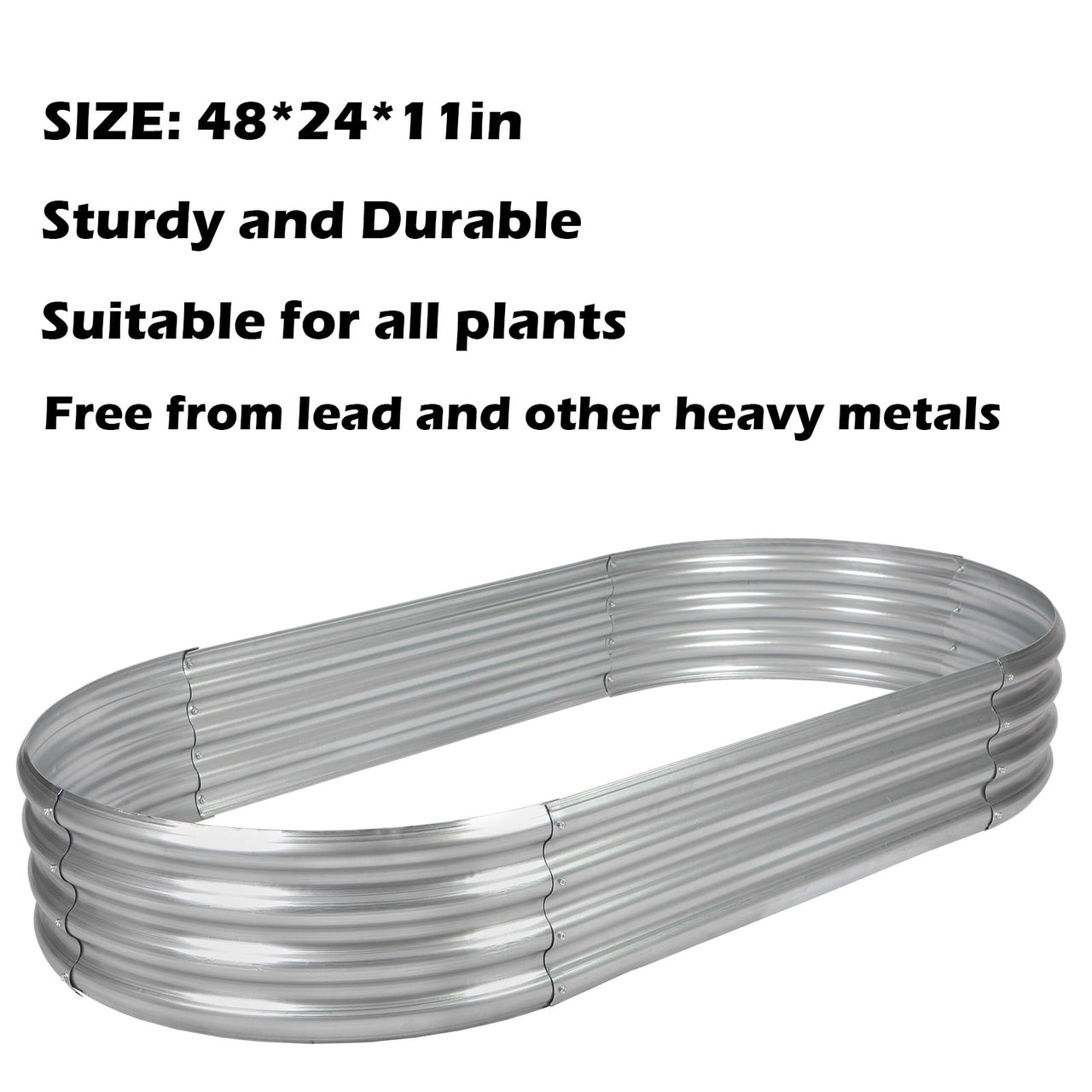 Galvanized Raised Garden Bed Kit, 3Pcs 4ft Planter Raised Garden Boxes Outdoor, Oval Metal Raised Garden Beds for Vegetables