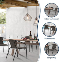 ELPOSUN Outdoor Dining Chairs Set of 4, Wicker Patio Chairs with Metal Frame, Rattan Indoor-Outdoor Chairs for Bistro, Deck, Backyard, Porch, Restaurant Stack Chair 4 Pack （Gray）