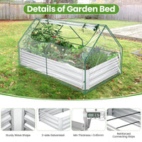 Funcid Galvanized Raised Garden Bed with Cover, Outdoor Metal Planter Box 2 Roll-Up Windows Mini Greenhouse for Growing Flowers Fruits Vegetables and Herbs, 6x3x3ft(Clear)
