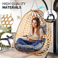 Egg Chair with Stand, Patio Wicker Bifanuo Hanging Chair, Hammock Swing Chair, 350LBS Capacity for Bedroom, Balcony, Garden