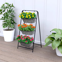 Panacea Large Oval Galvanised Metal Planter 3 Tier Washtub Style with Drainage Holes for Indoor/Outdoor