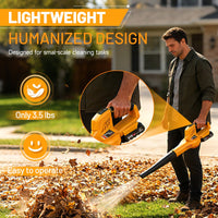 Cordless Leaf Blower, 6-Speed 158CFM 111MPH Powerful Electric Blower with 2 x 2.0Ah Batteries for Lawn, Patio & Dust Cleaning, Yellow
